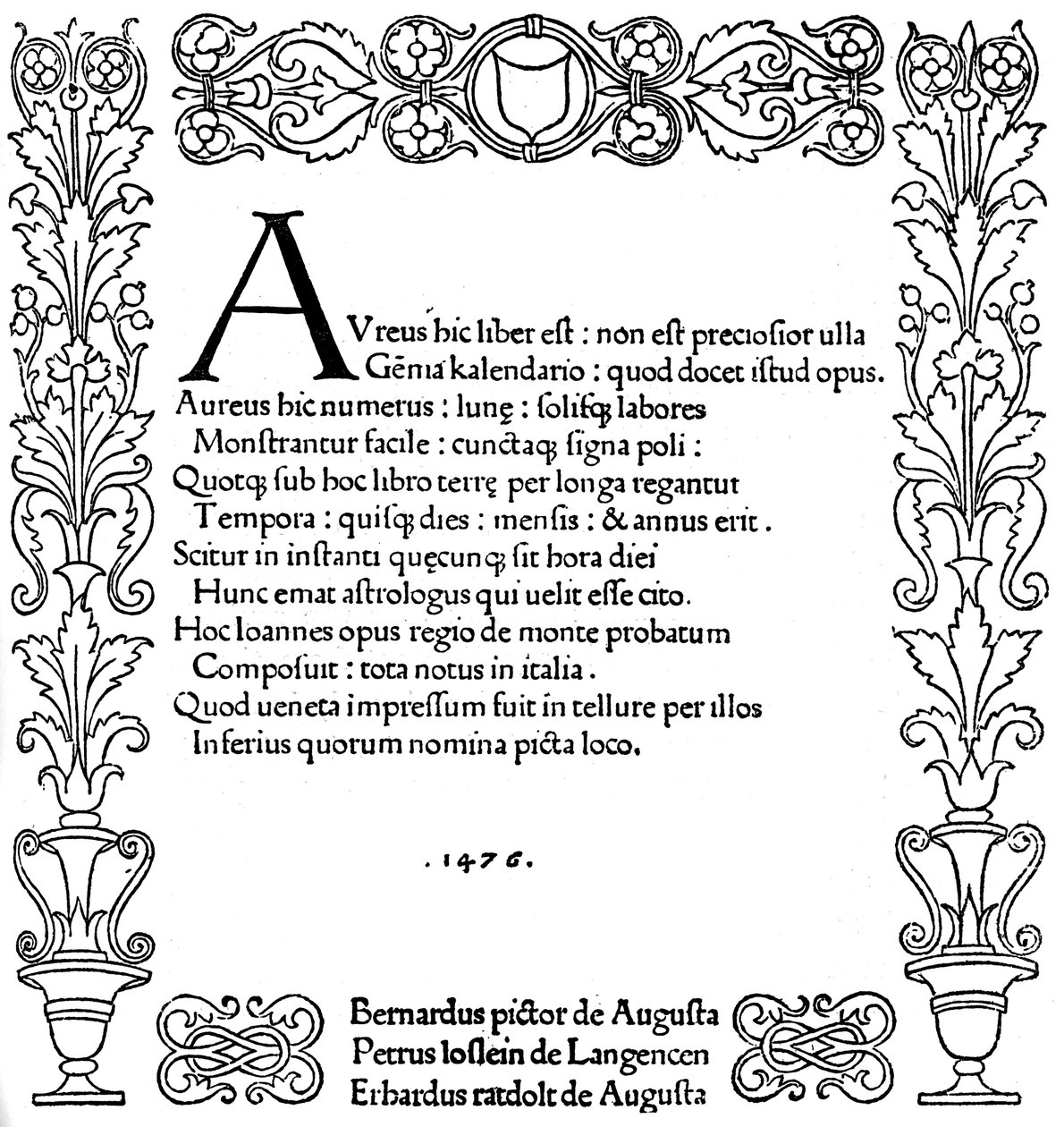 صفحة عنوان Kalendarium بواسطة Regiomontanus ، 1476 ، 1893 بواسطة غير معروف