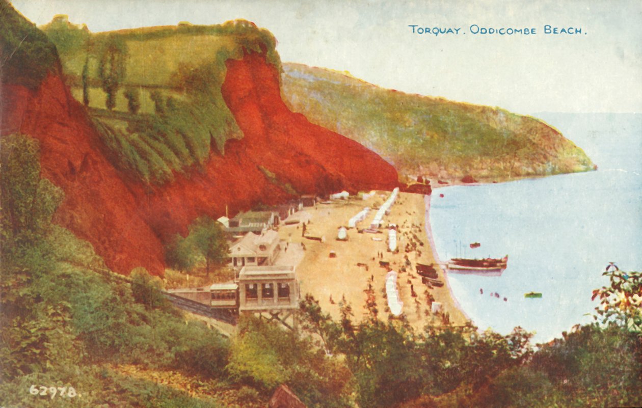 Torquay ، شاطئ Oddicombe ، أواخر القرن التاسع عشر وأوائل القرن العشرين. بواسطة غير معروف