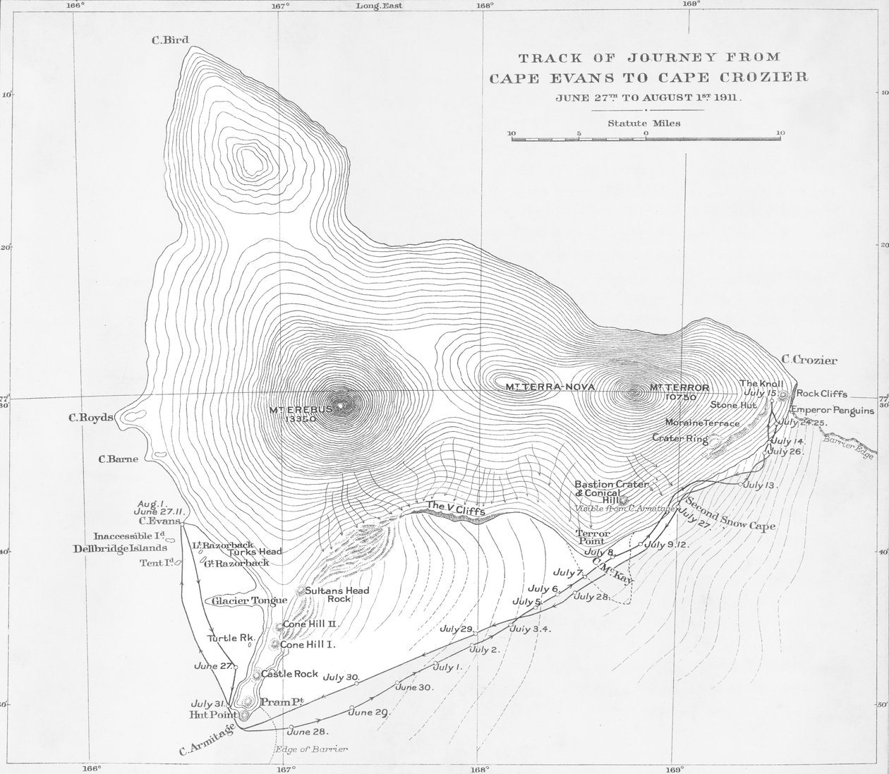 مسار الرحلة من كيب إيفانز إلى كيب كروزر - من 27 يونيو إلى 1 أغسطس 1911 ، 1913 بواسطة غير معروف