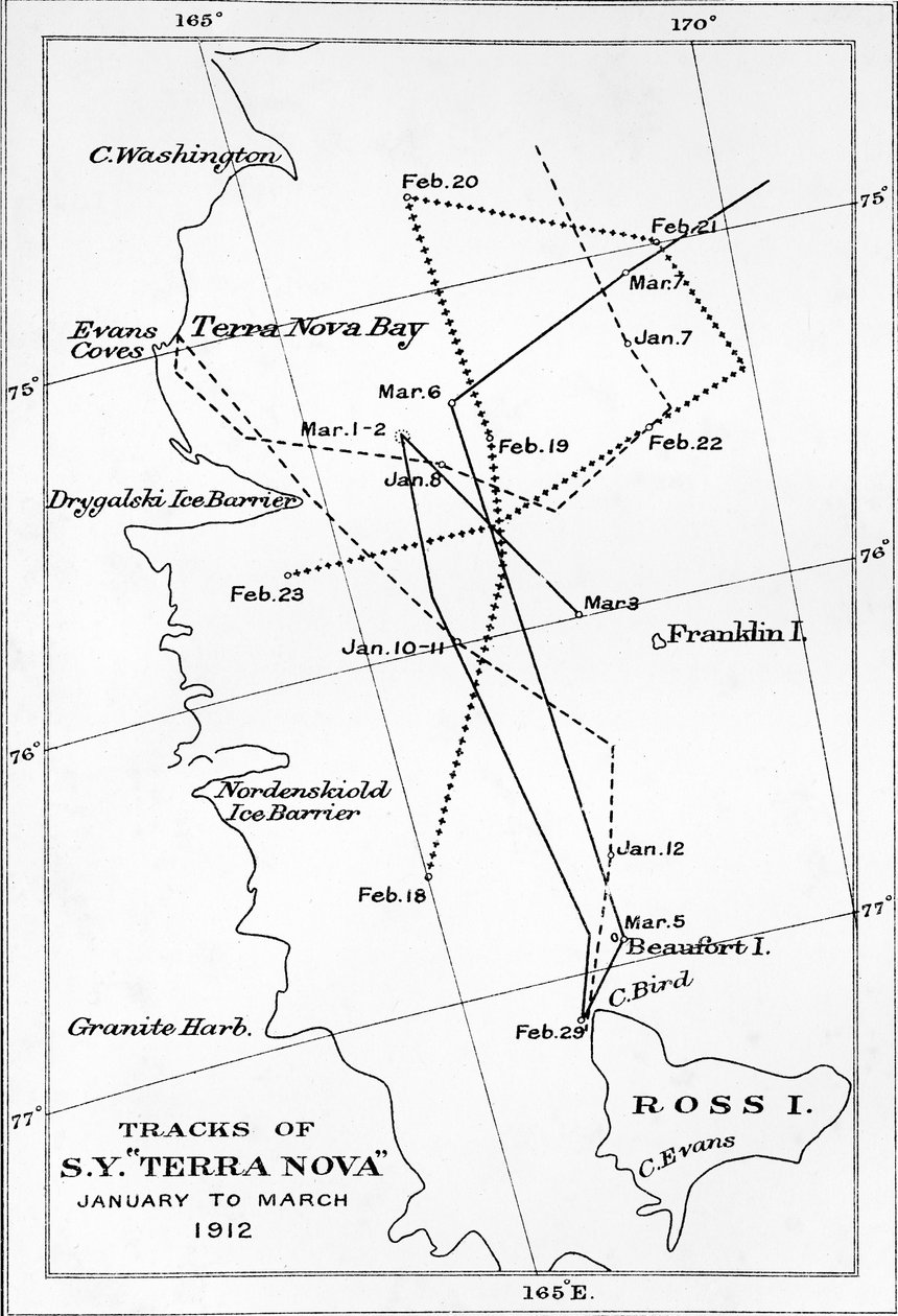 مسارات SY Terra Nova - من يناير إلى مارس 1912 ، 1913 بواسطة غير معروف