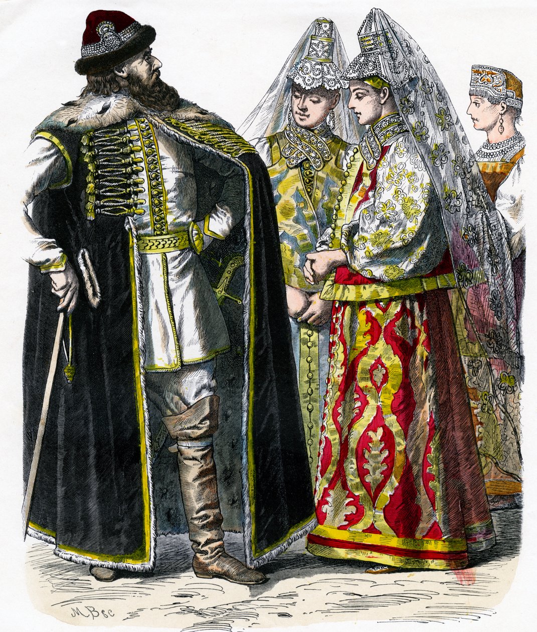 الزي الروسي التقليدي ، c1850 بواسطة غير معروف
