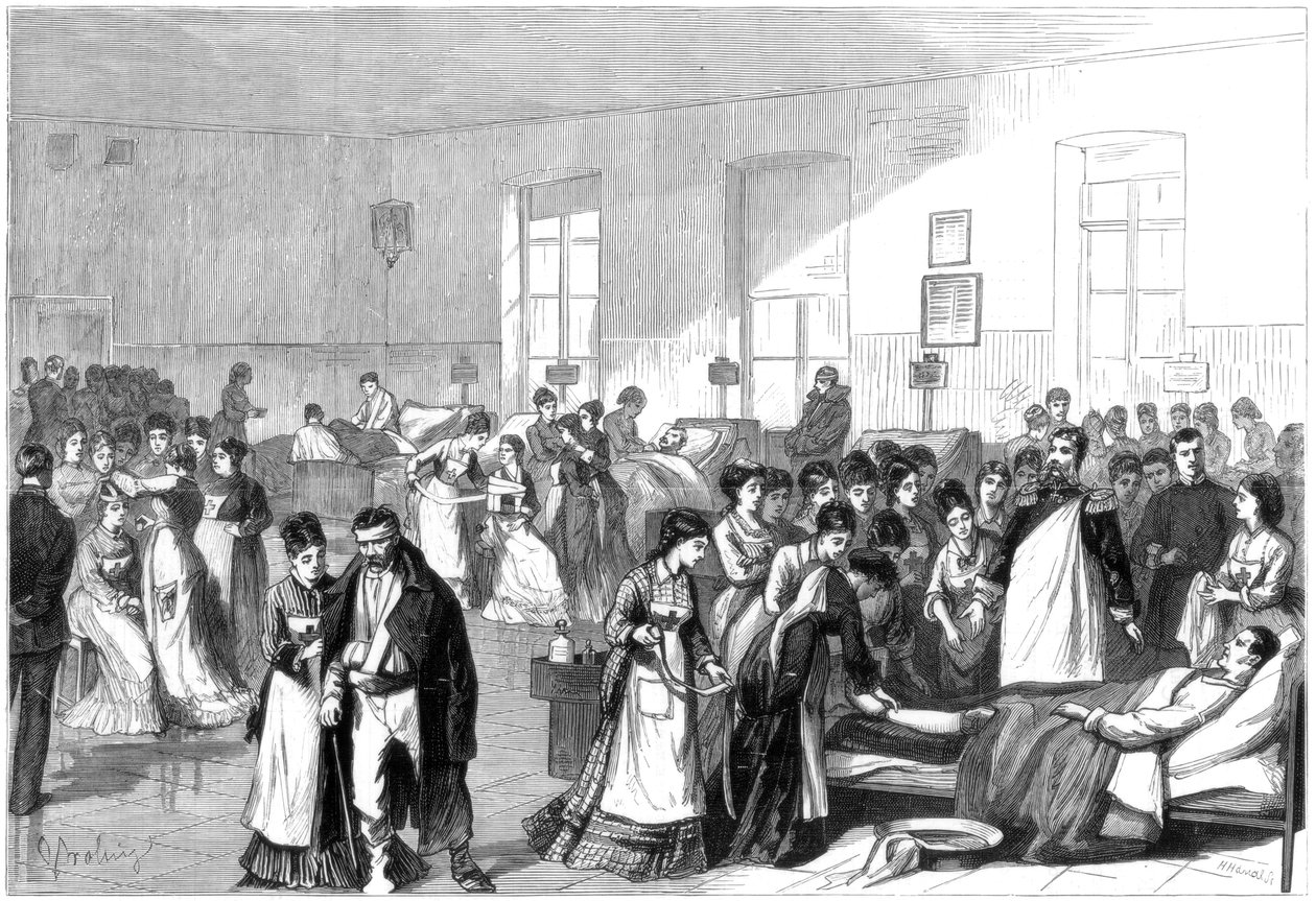 تدريب النساء على التمريض في مستشفى عسكري في سان بطرسبرج 1877 بواسطة غير معروف