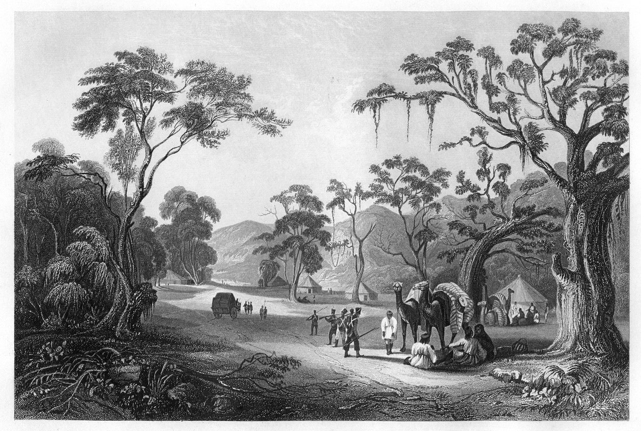 نزل الجنود عند مدخل ممر كيري ، شمال ميروت ، الهند ، c1860 بواسطة غير معروف