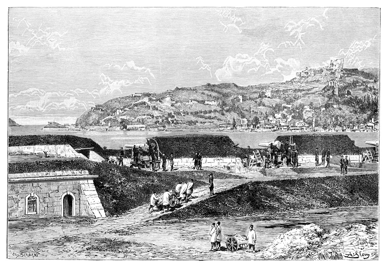البطاريات التركية ومدخل البوسفور في البحر الأسود ، تركيا ، 1895 بواسطة غير معروف