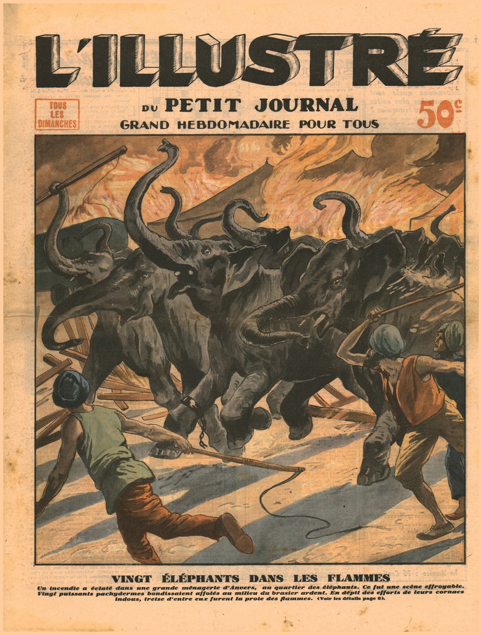 عشرون فيلًا في النيران ، 1932. بواسطة غير معروف