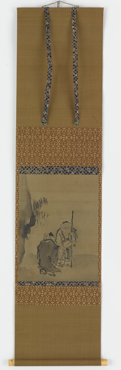 حكيمان صينيان بالقرب من صخرة متدلية ، فترة إيدو ، 1615-1868. بواسطة غير معروف