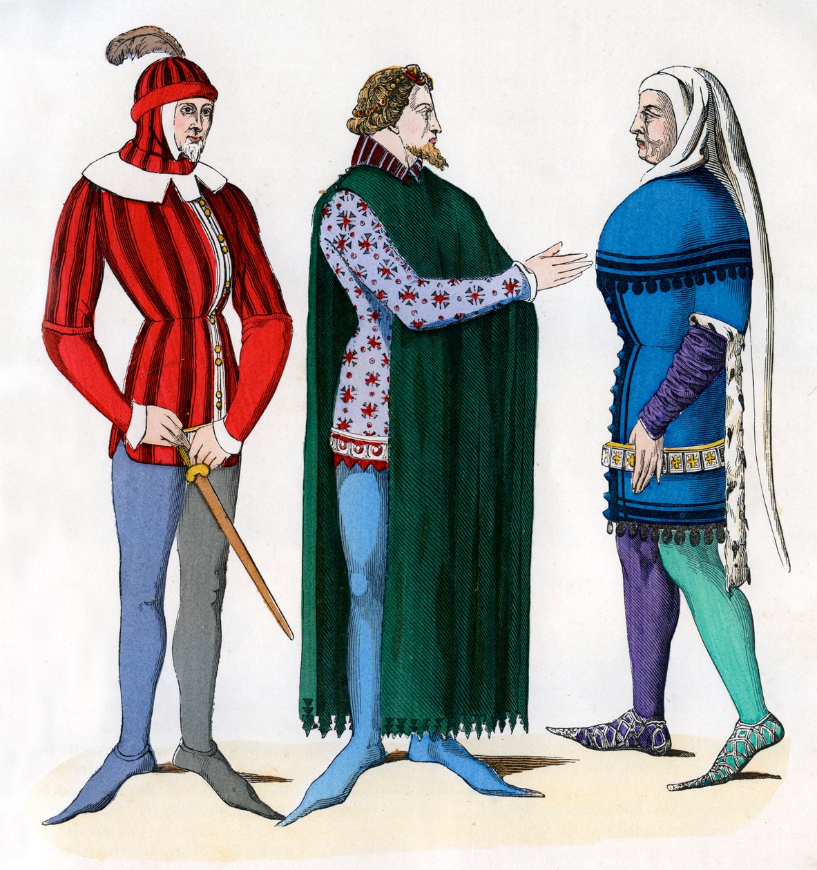 خادم وأمراء في زي القرن الرابع عشر ، 1882-1884 بواسطة غير معروف