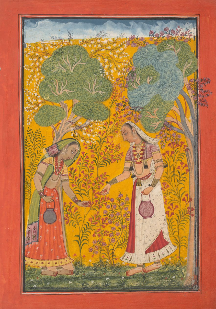 Vasanti Ragini ، صفحة من جارلاند سلسلة Ragamala من وسائط موسيقية ، كاليفورنيا. 1710. بواسطة غير معروف