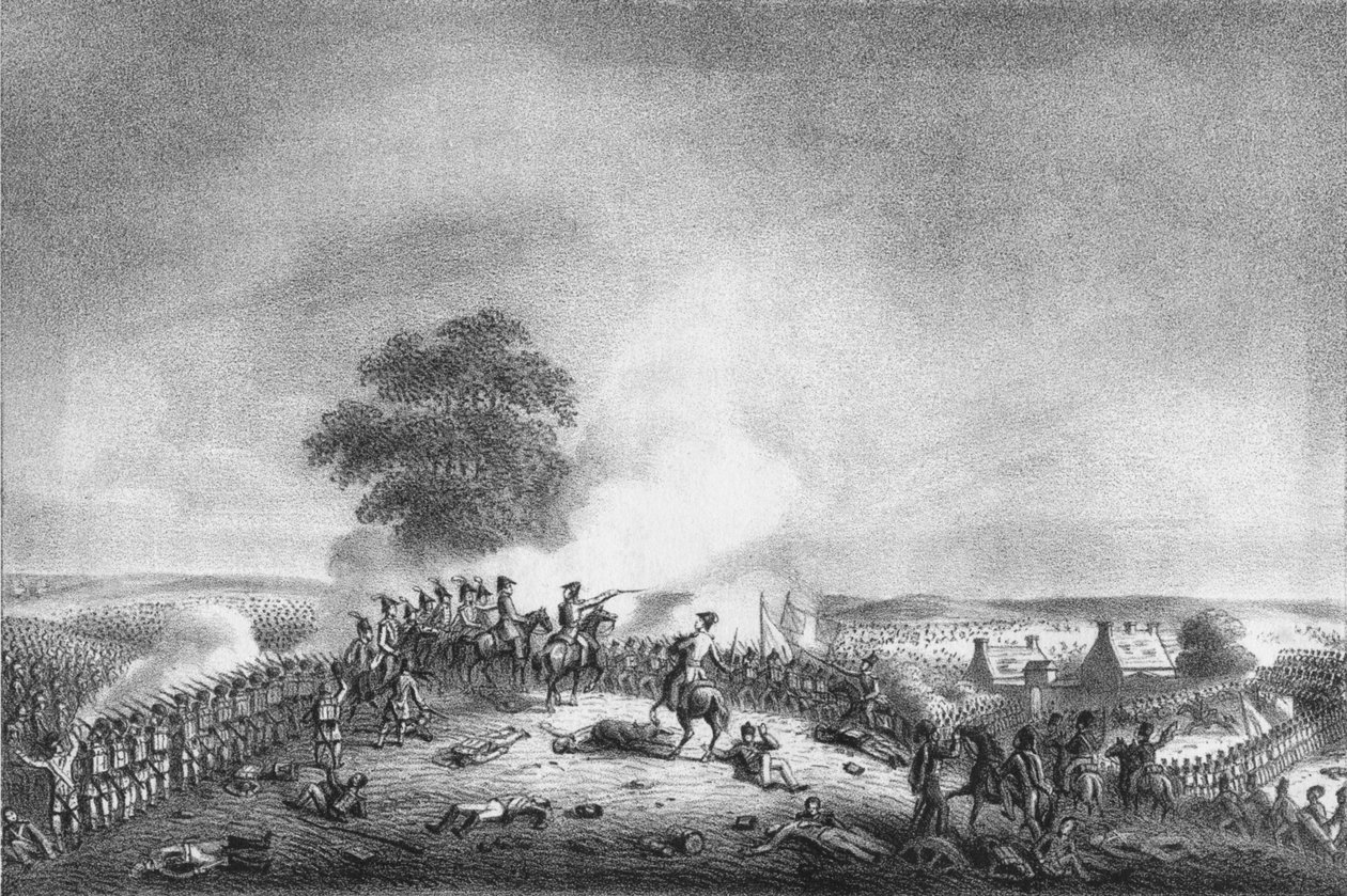 منظر من مونت سانت جان لمعركة واترلو ... 1815 ، c1816. بواسطة غير معروف