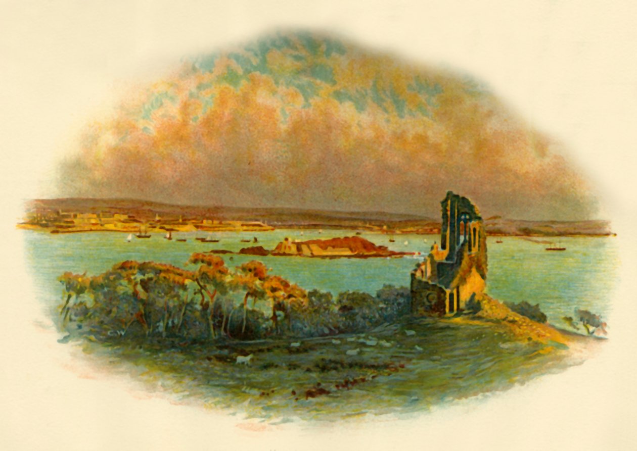منظر لجبل إدجكومب ، كورنوال ، ينظر عبر صوت بلايموث ، c1890. بواسطة غير معروف