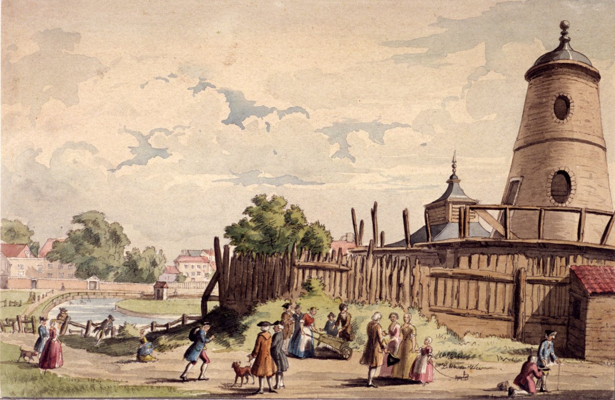 منظر لـ New River Head ، Finsbury ، لندن ، c1750 بواسطة غير معروف