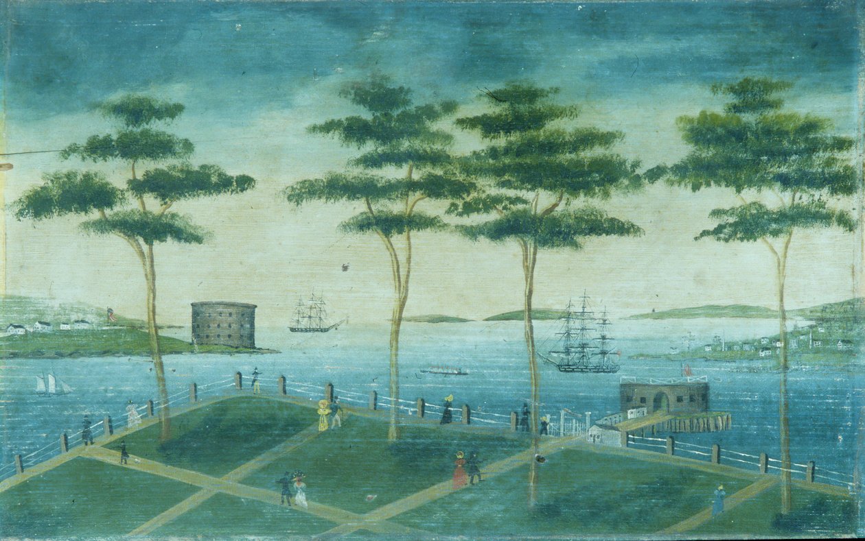 منظر للبطارية ، نيويورك ، 1800-1850. بواسطة غير معروف
