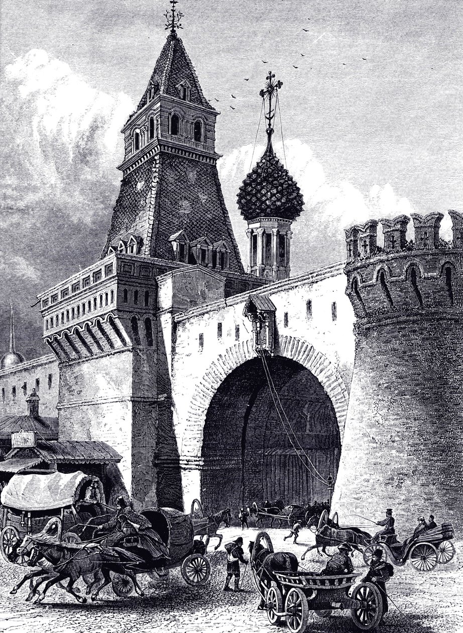 منظر لبرج نيكولسكايا وأسلحة في موسكو ، حوالي 1860 بواسطة غير معروف