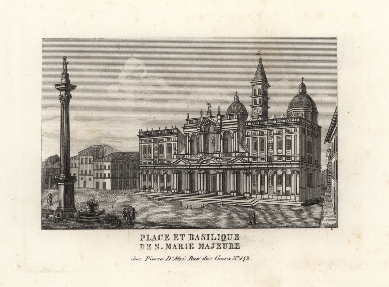 منظر ل Piazza e Basilica di Santa Maria Maggiore وساحة وكنيسة القديسة ماري الكبرى بعمودها المريمي ، روما بواسطة غير معروف