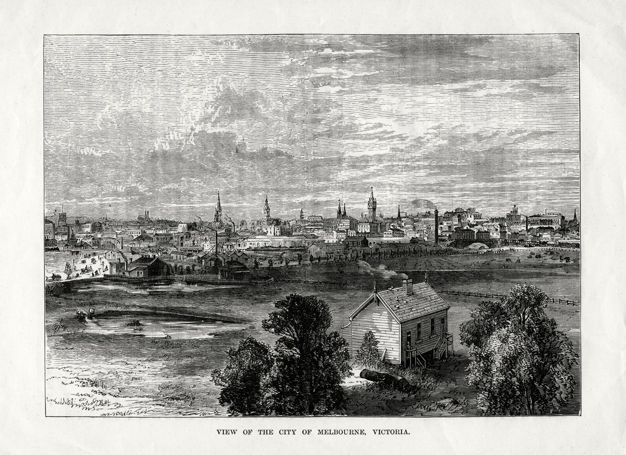 منظر لمدينة ملبورن ، فيكتوريا ، أستراليا ، 1877 بواسطة غير معروف