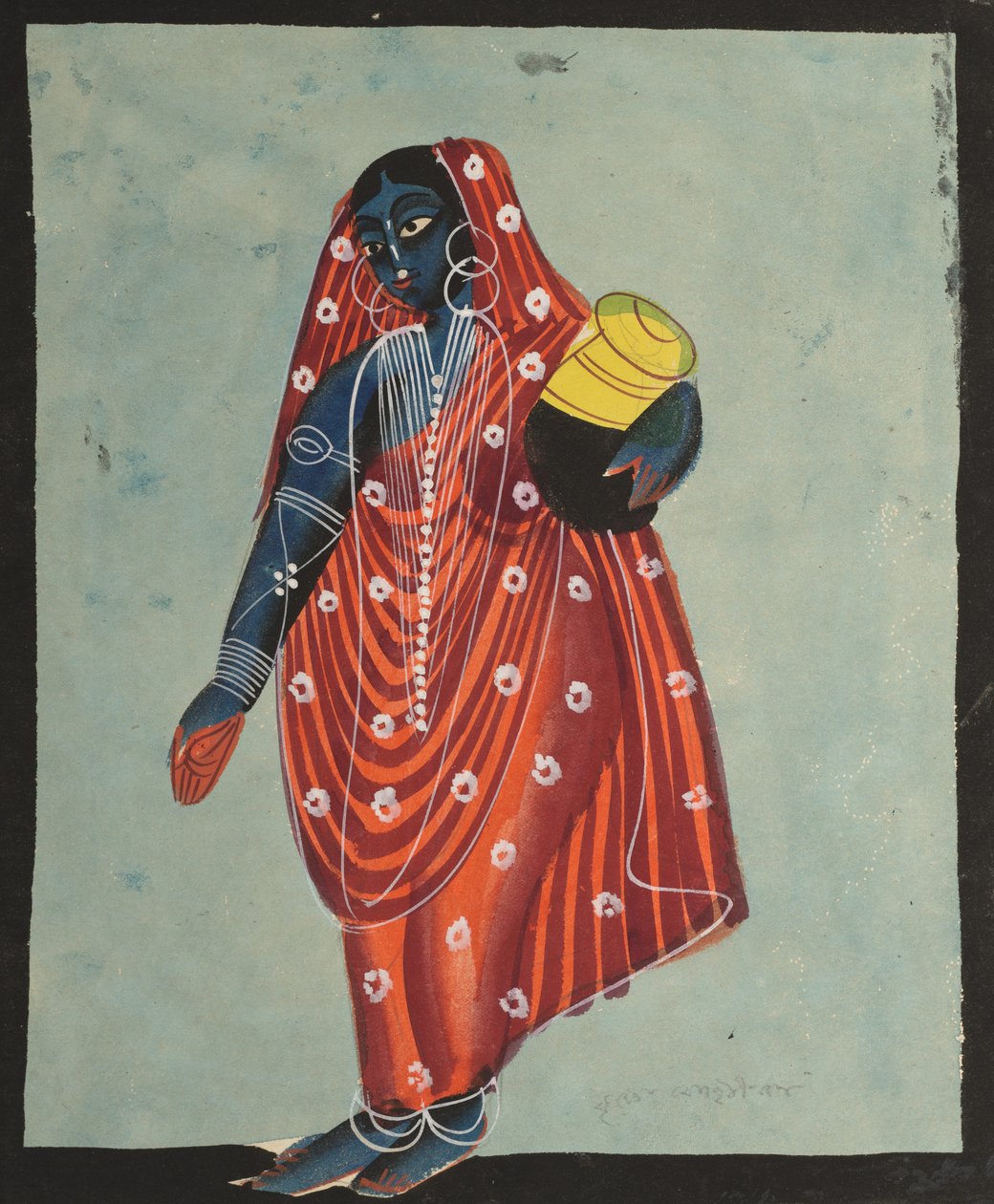 فيشنو في شكل أنثى موهيني تحمل أمريتا للآلهة ، 1800s. بواسطة غير معروف