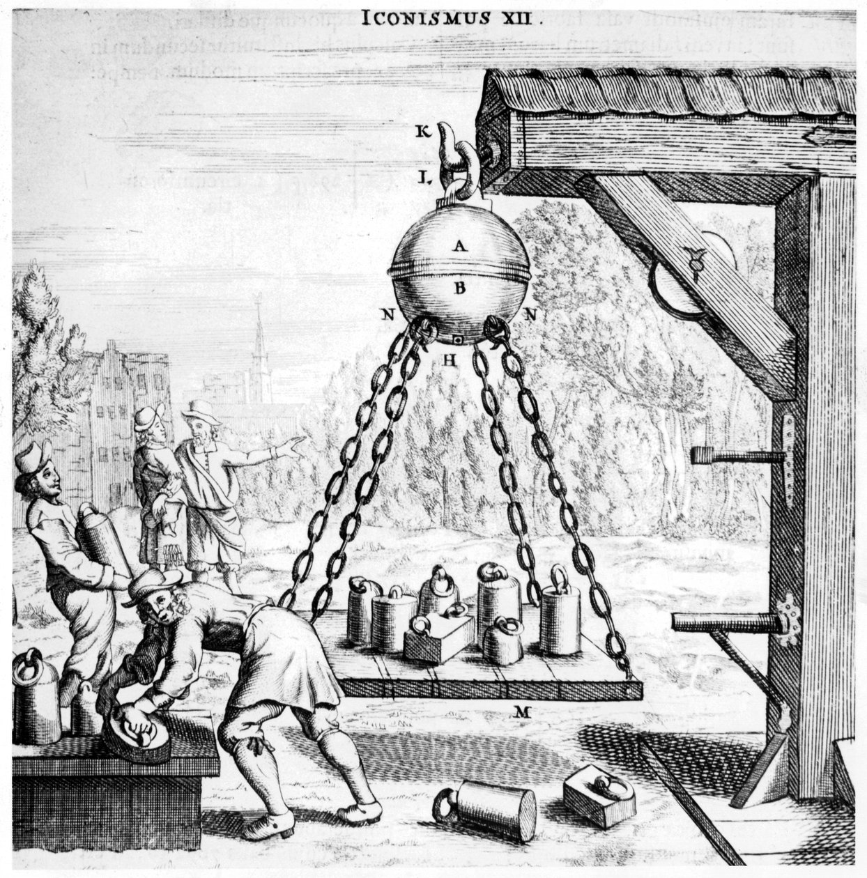 مظاهرة فون جيريكس لقوة الضغط الجوي ، 1672 بواسطة غير معروف