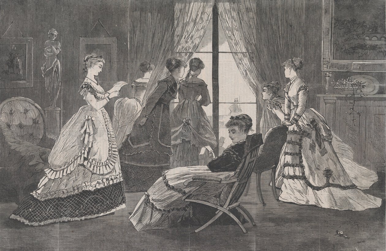انتظار المكالمات في يوم رأس السنة الجديدة Harper's Bazar، Vol. الثاني ، 2 يناير 1869. بواسطة غير معروف