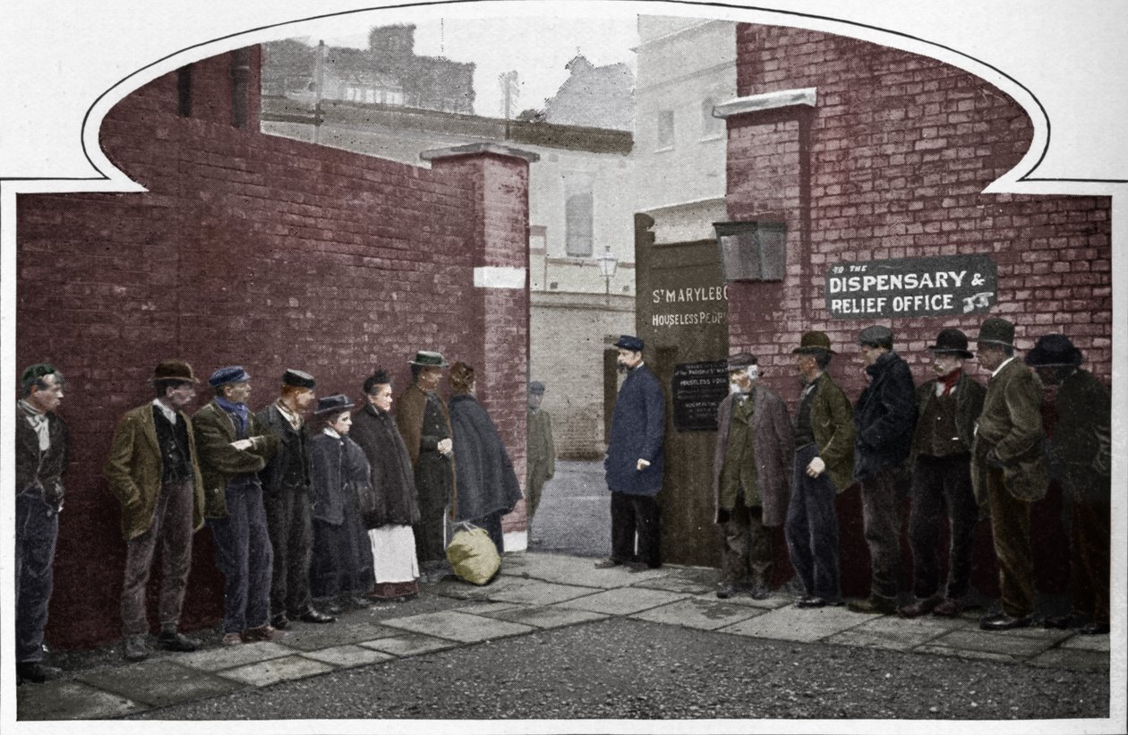 في انتظار القبول في St Marylebone Workhouse ، Luxborough Street ، London ، c1901 1903 بواسطة غير معروف