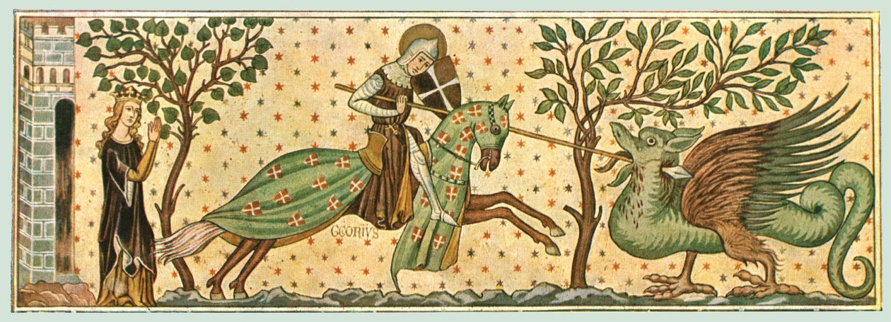 لوحة جدارية في كنيسة القديس غييري ، رازون ، جريسنس ، سويسرا ، 1928. بواسطة غير معروف