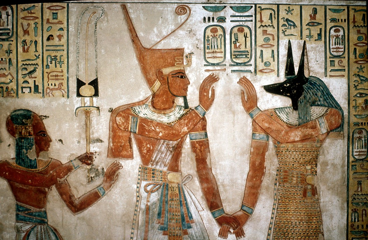 لوحة جدارية من قبر ابن رعمسيس الثالث ، وادي الملكات ، الأقصر ، مصر ، القرن الثاني عشر قبل الميلاد بواسطة غير معروف