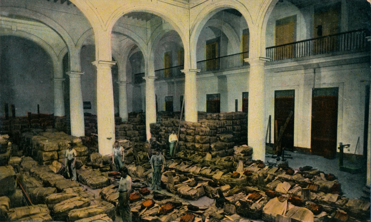 مستودع أوراق التبغ ، هافانا ، كوبا ، c1910s بواسطة غير معروف