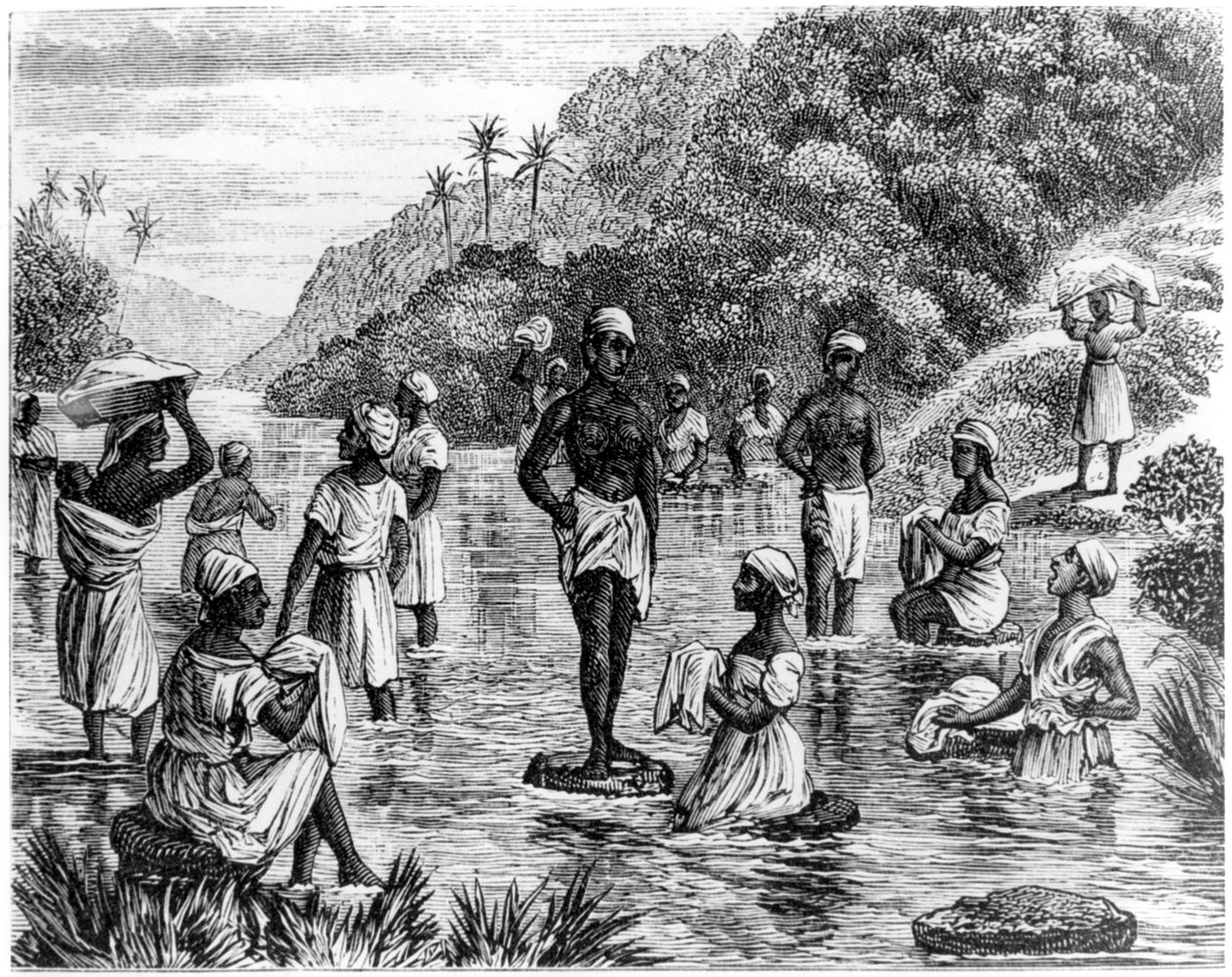 غسل الملابس ، سانتو دومينغو ، 1873 بواسطة غير معروف