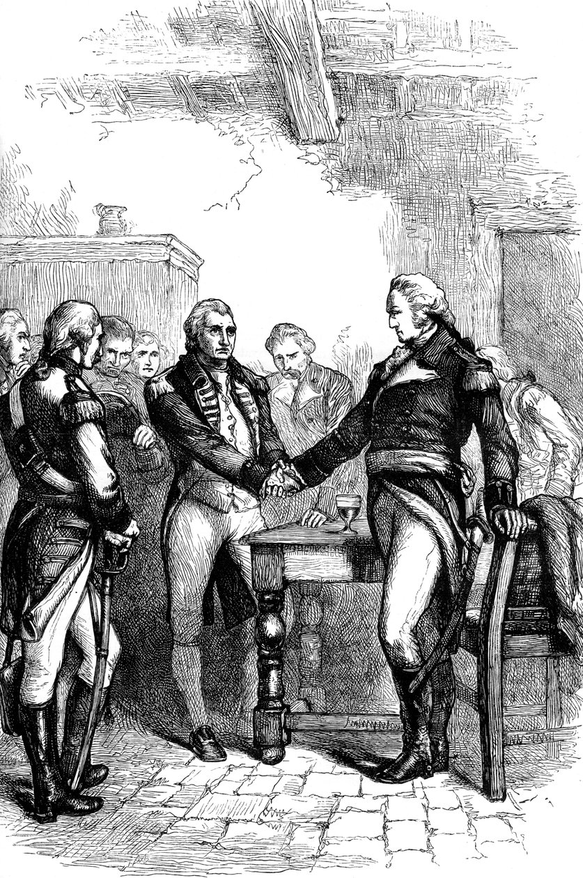 واشنطن تأخذ إجازات رفاقه القدامى ، 1783 ج .1880 بواسطة غير معروف