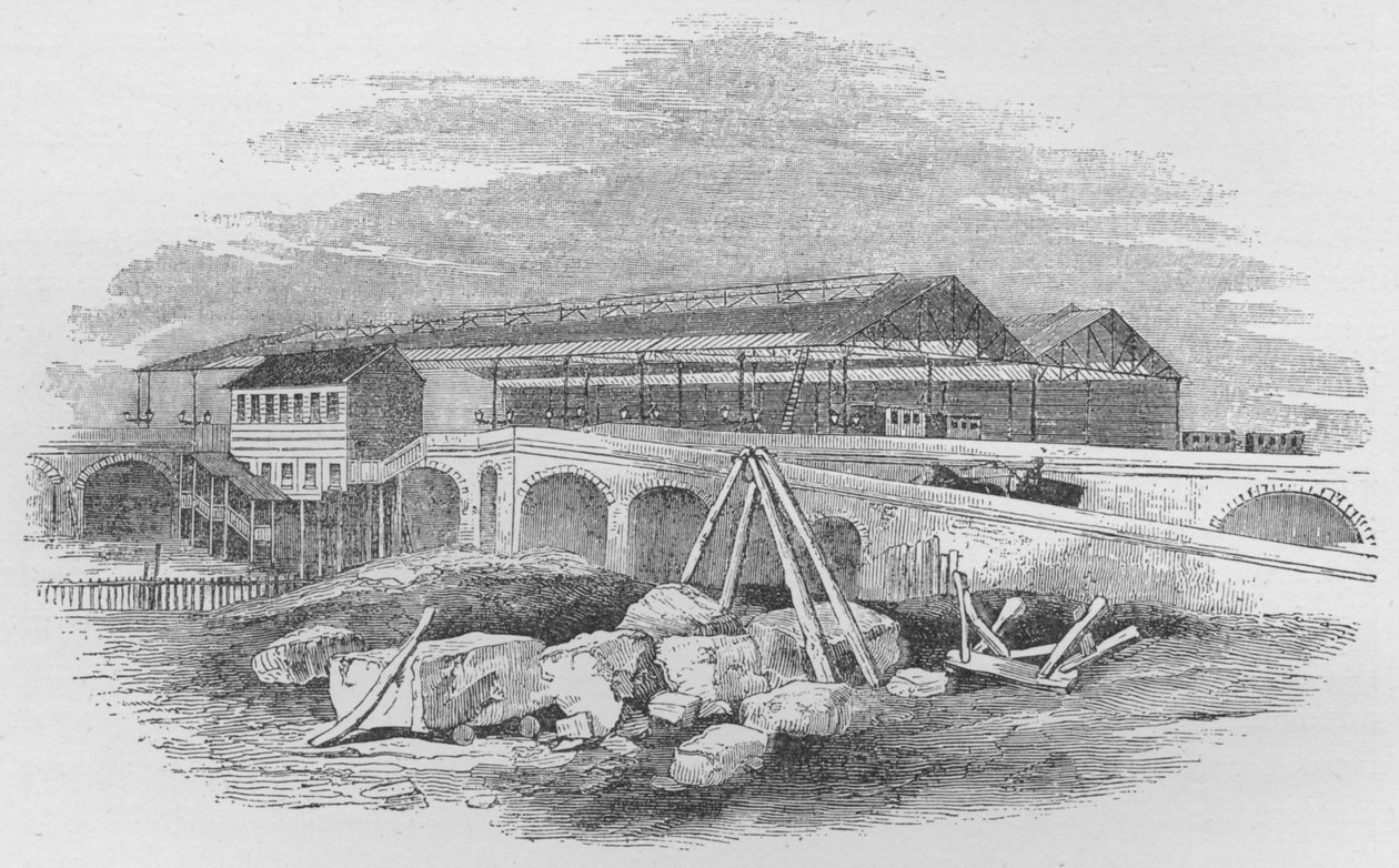 محطة سكة حديد واترلو ، كما ظهرت عند بنائها لأول مرة ، c1848 ، 1912 بواسطة غير معروف