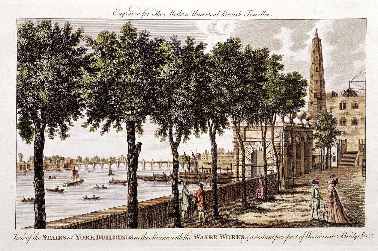 أعمال المياه في مباني يورك ، ستراند ، لتزويد لندن بالمياه من نهر التايمز ، 1790 بواسطة غير معروف