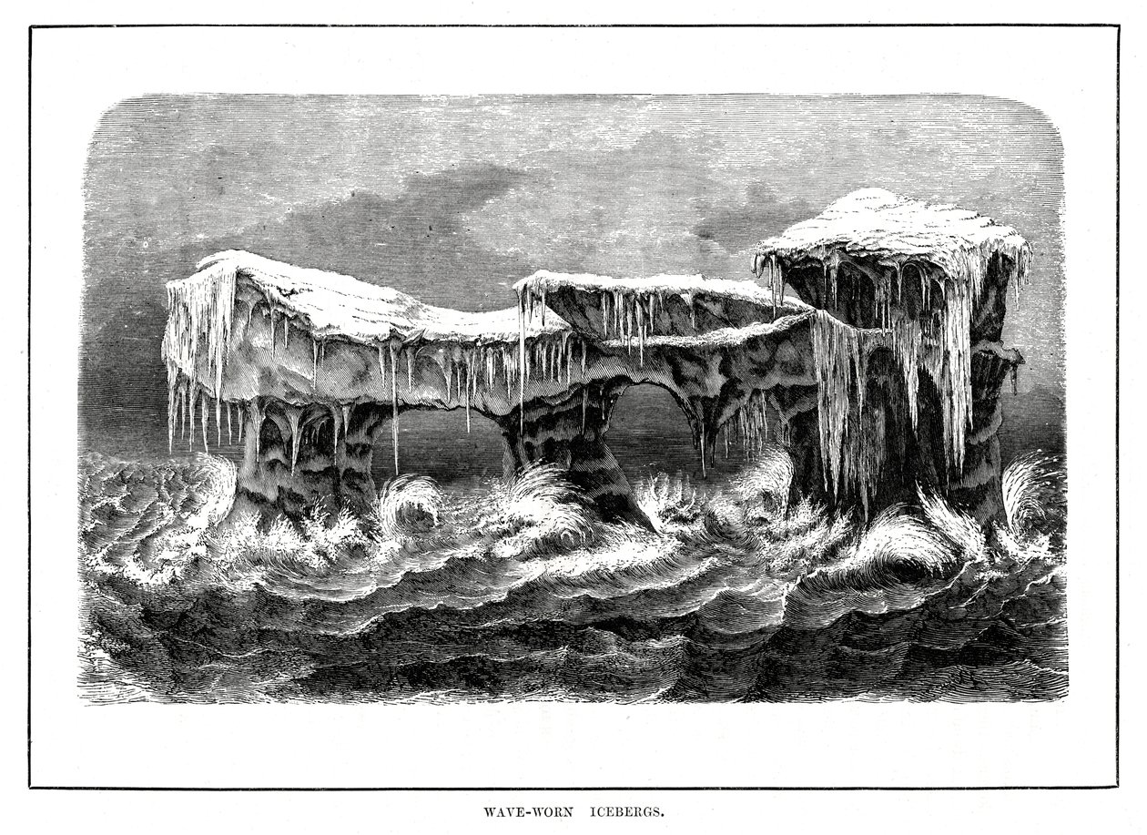 جبال جليدية ترتديها الموجات ، 1877 بواسطة غير معروف