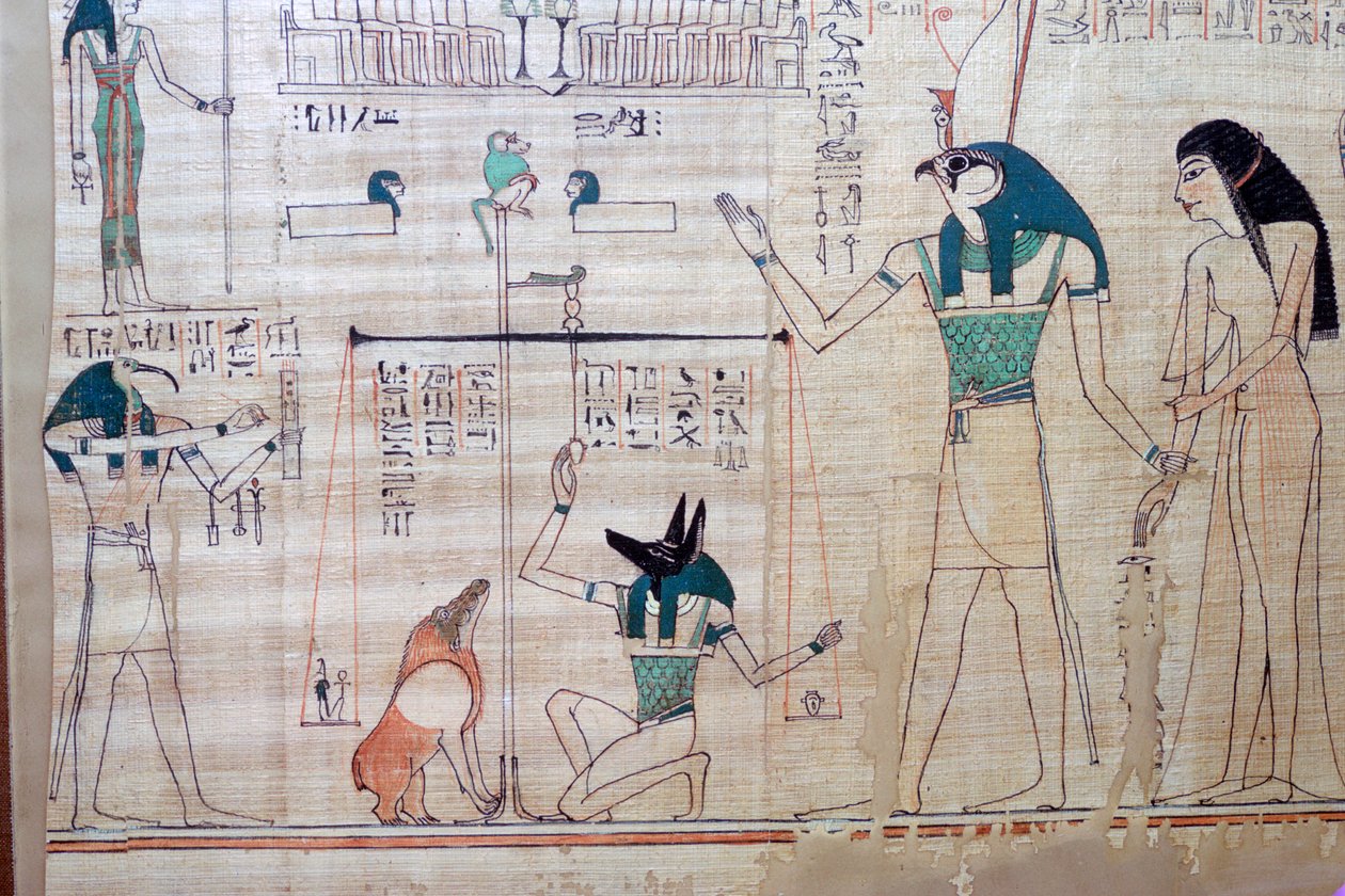 يزن قلب الميت على ريشة الحق من كتاب الديا المصري بواسطة غير معروف