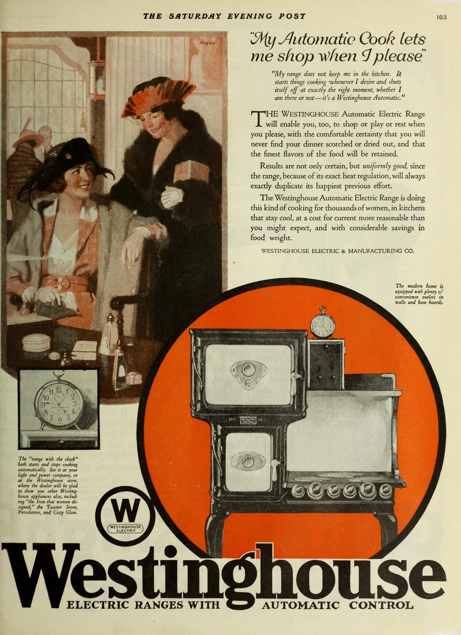 شركة Westinghouse Electric ، الإعلان من The Saturday Evening Post ، حوالي 1920-1925. بواسطة غير معروف