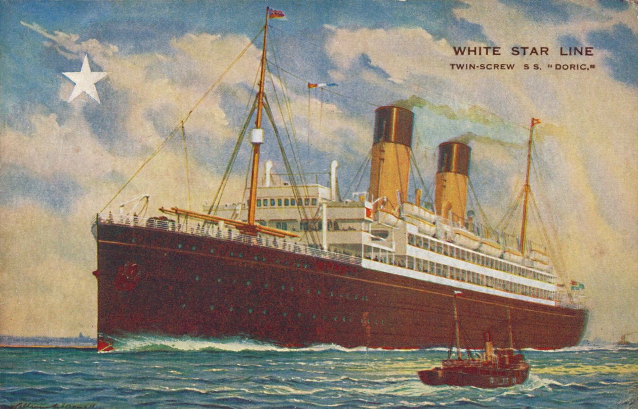 نجم خط الأبيض. التوأم برغي SS Doric. ، c1920s. بواسطة غير معروف