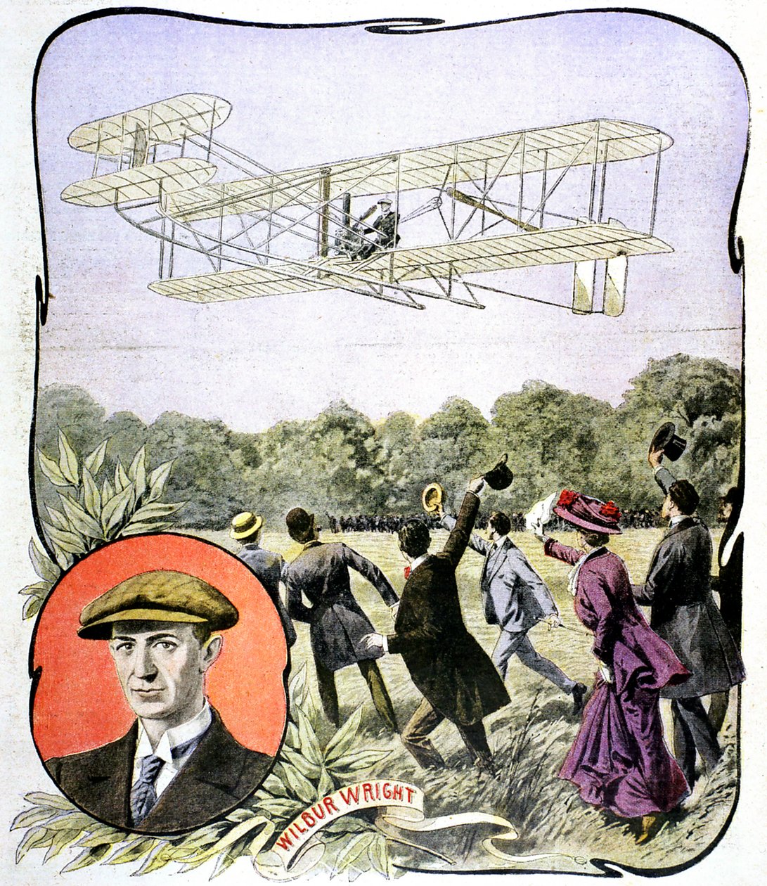 Wilbur Wrights أول رحلة في أوروبا في مضمار السباق Hanaudieres بالقرب من لومان ، فرنسا ، 1908 بواسطة غير معروف