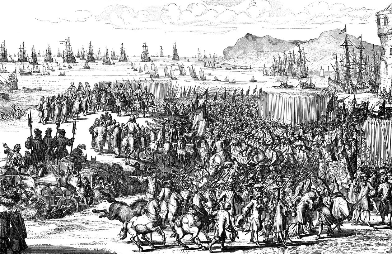 وليام أورانج هبط مع جيشه في تورباي ، ديفون ، 5 نوفمبر 1688 بواسطة غير معروف