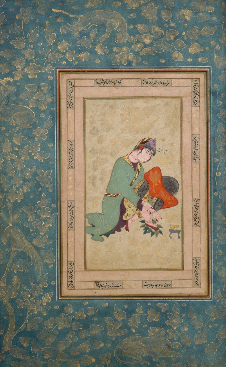 امرأة تضع الحناء ، أواخر القرن السادس عشر. بواسطة غير معروف