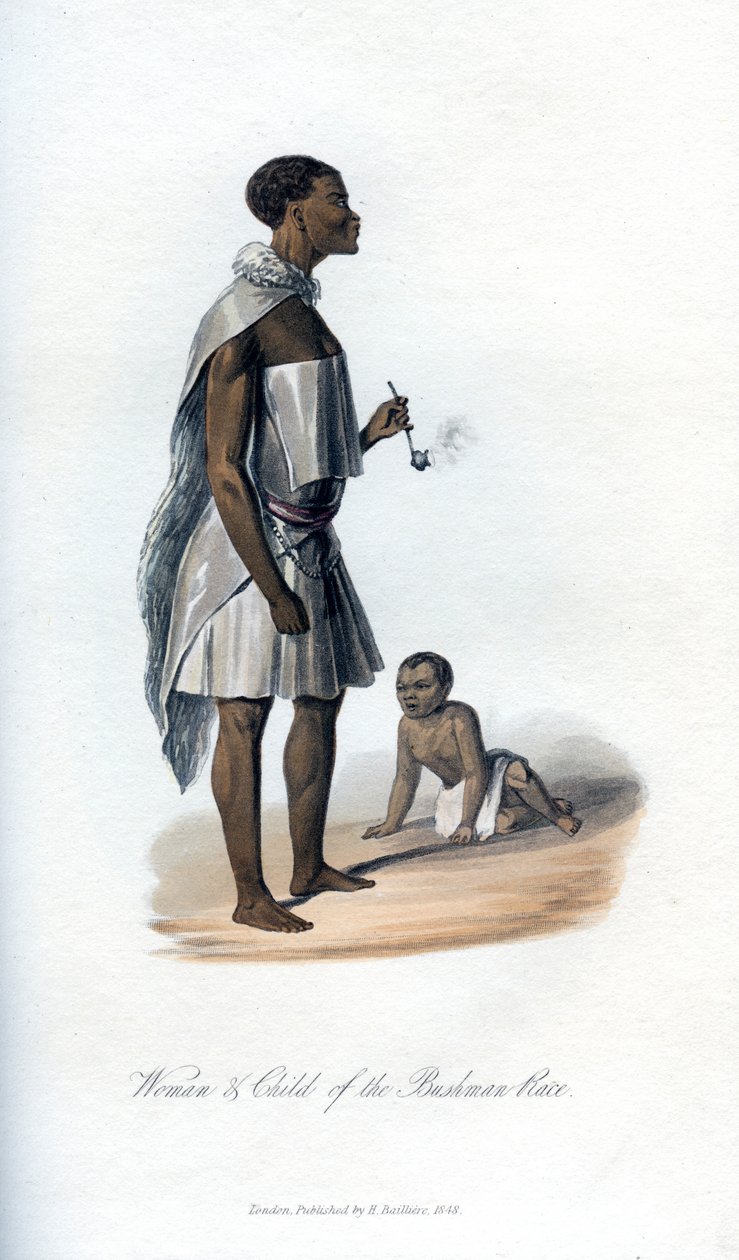 امرأة وطفل سباق بوشمان ، 1848 بواسطة غير معروف