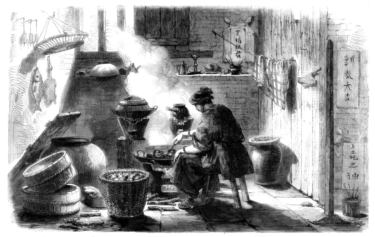 امرأة تعد الكعك للعام الصيني الجديد 1861 بواسطة غير معروف