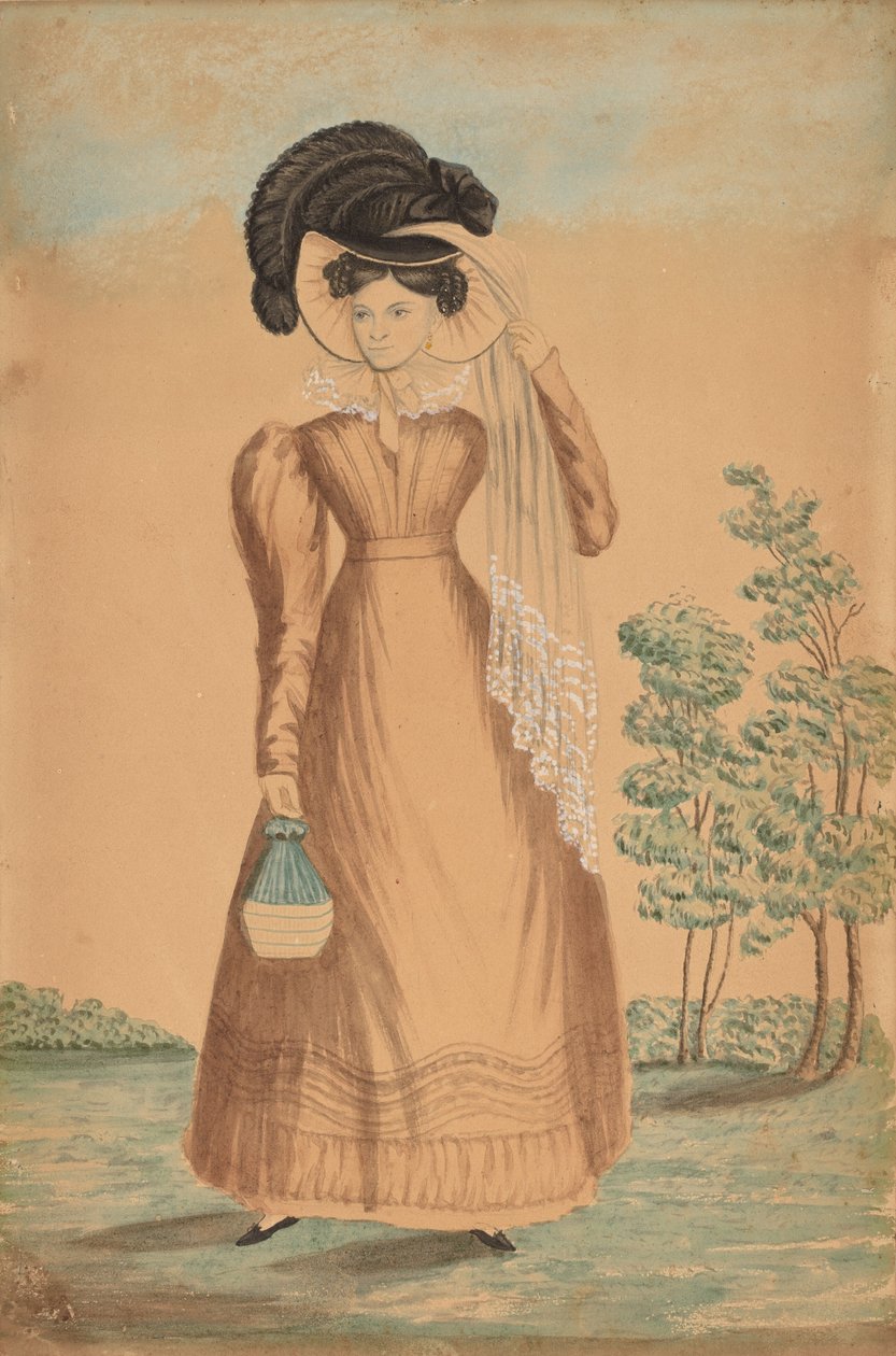 امرأة ذات قبعة مضفرة ، ج. 1825. بواسطة غير معروف