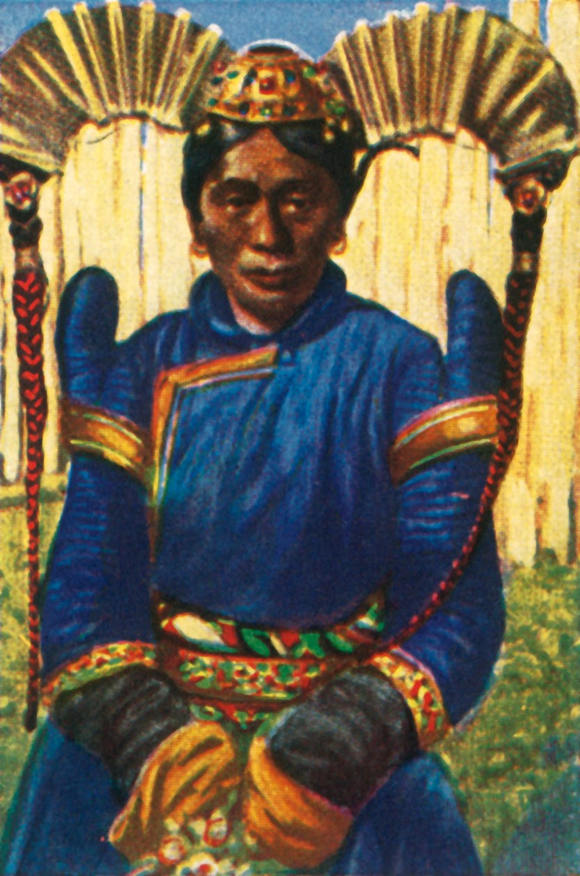 امرأة ذات غطاء رأس تقليدي ، منغوليا ، c1928. بواسطة غير معروف