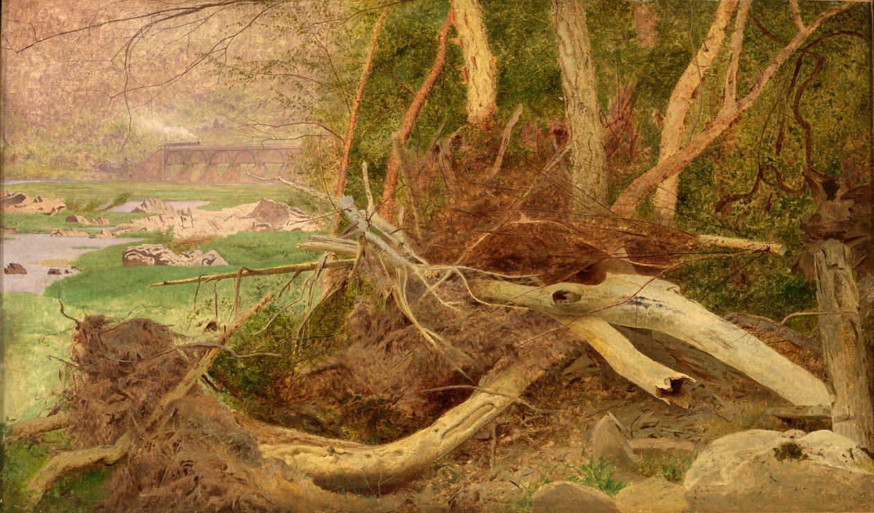 المناظر الطبيعية المشجرة مع الجسر ، كاليفورنيا. 1860-1870. بواسطة غير معروف