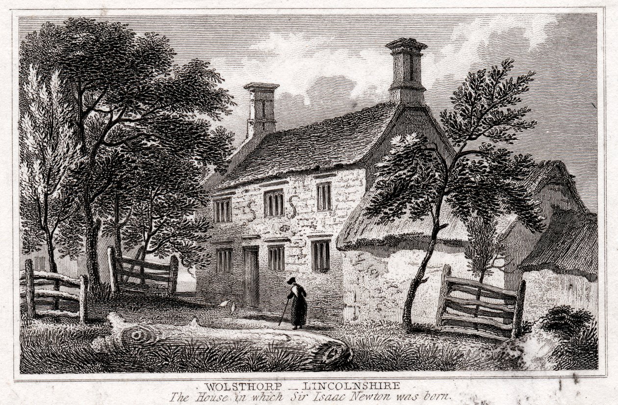 Woolsthorpe Manor ، بالقرب من Grantham ، Lincolnshire ، مسقط رأس السير إسحاق نيوتن ، أوائل القرن التاسع عشر بواسطة غير معروف