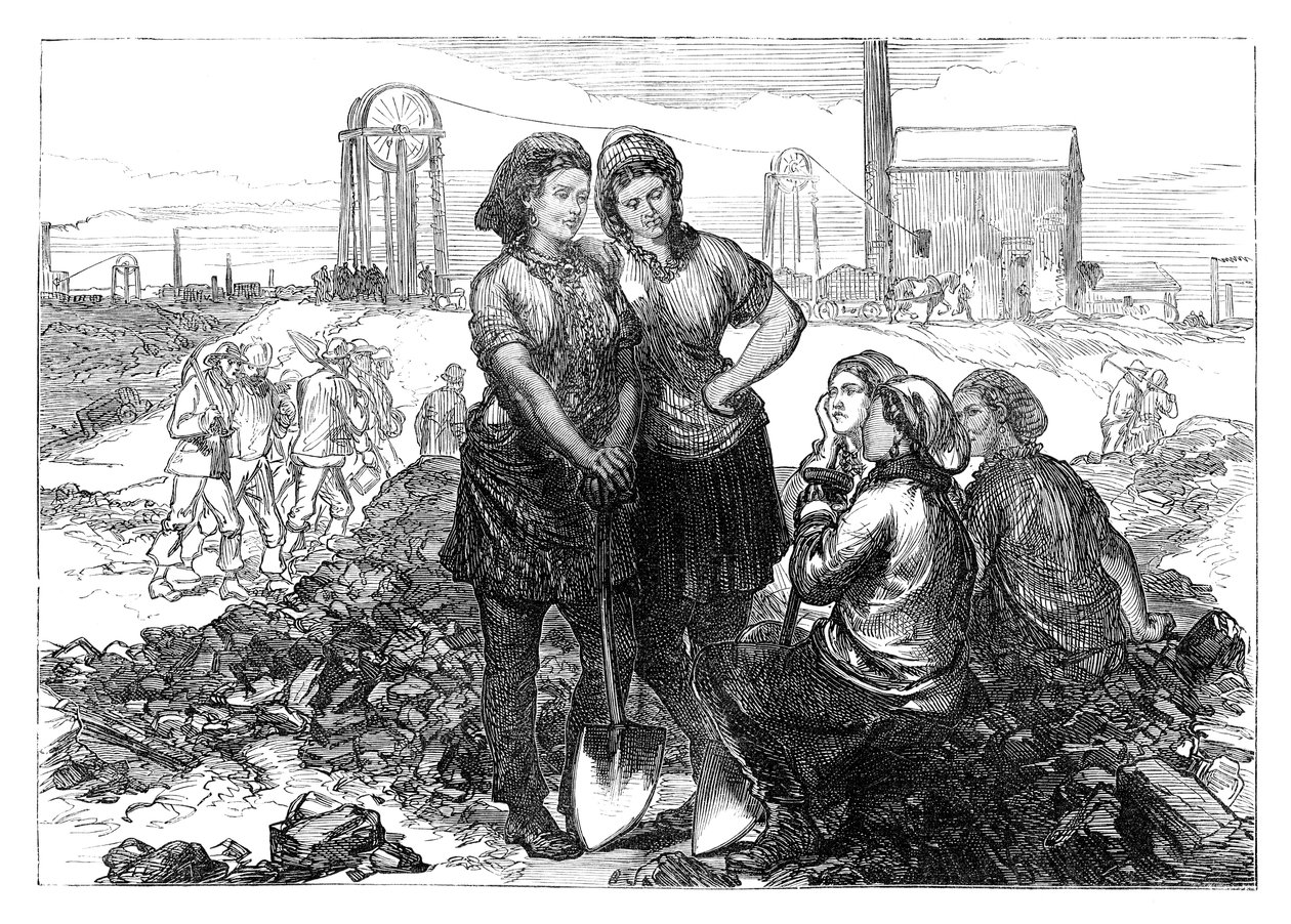 تعمل الفتيات في Wigan Collieries ، أواخر القرن التاسع عشر بواسطة غير معروف