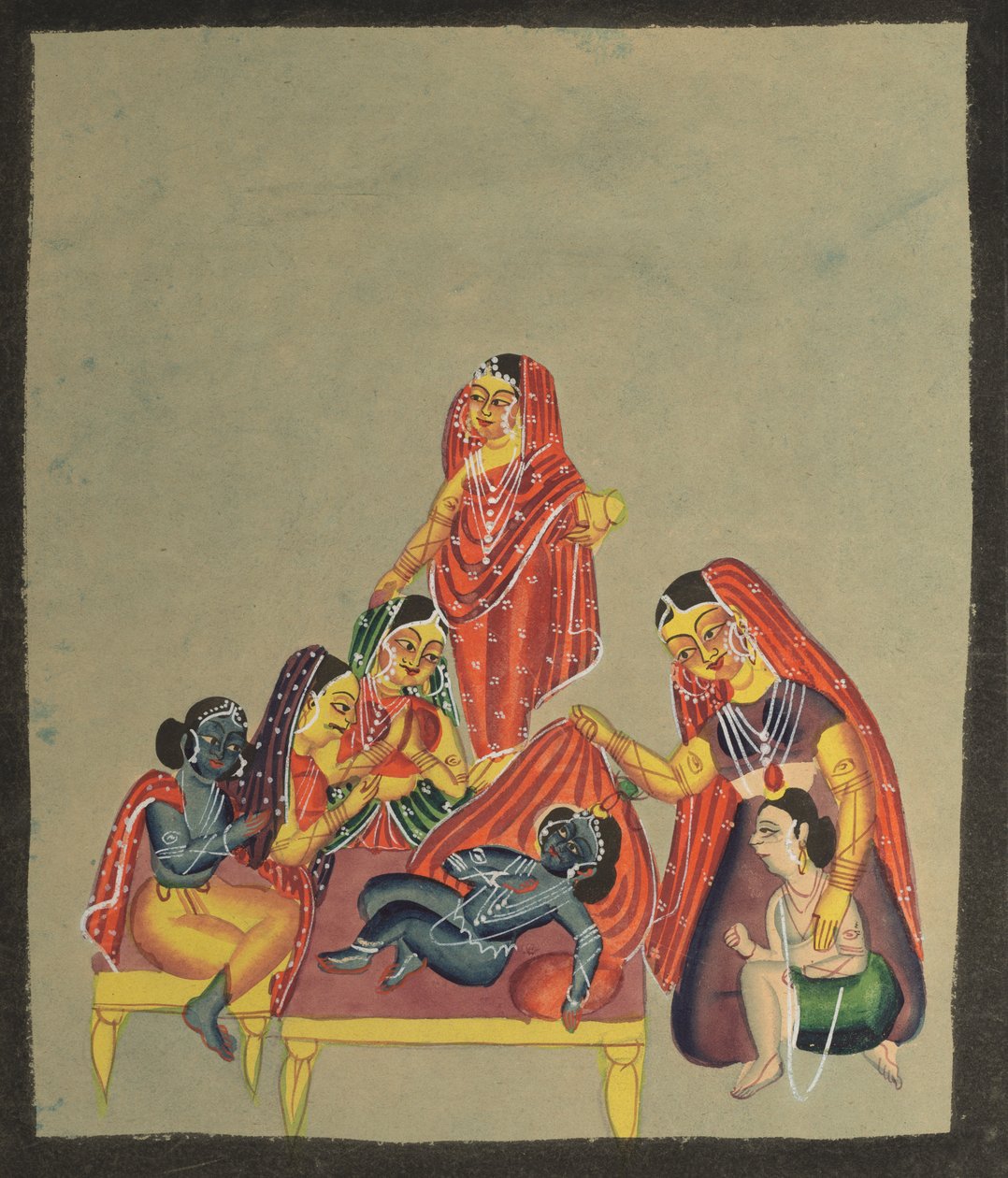 عبادة الرضيع كريشنا ، 1800s. بواسطة غير معروف