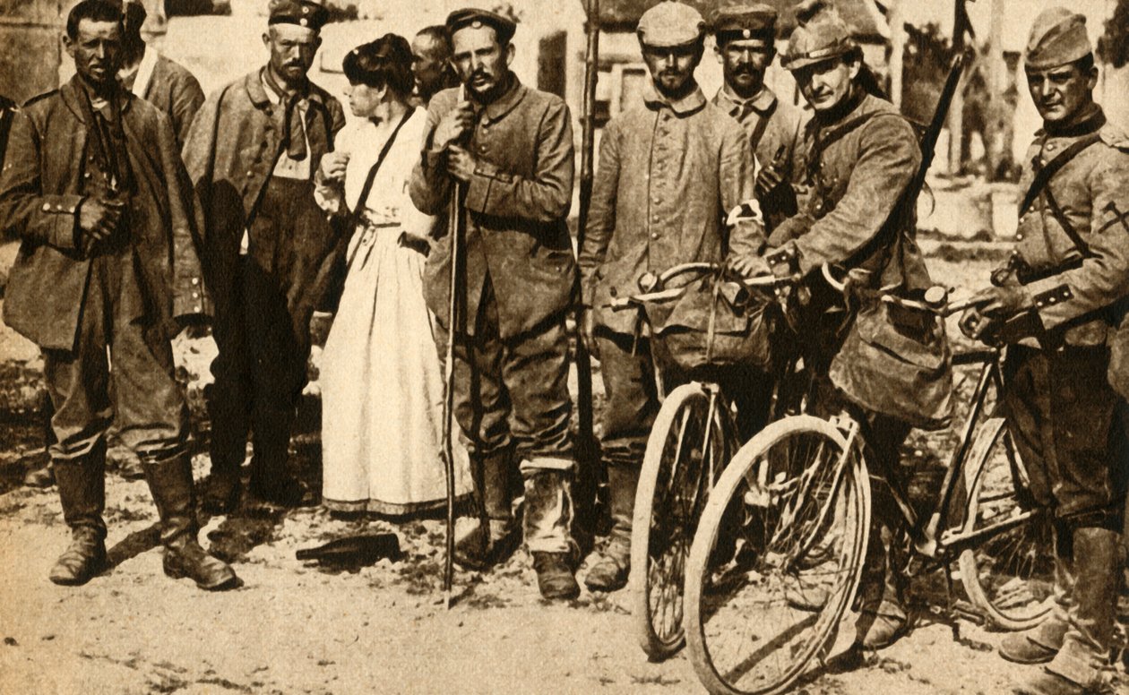 يتم رعاية السجناء الألمان الجرحى من قبل الصليب الأحمر ، فرنسا ، الحرب العالمية الأولى ، 1914-1918 ، 1933. بواسطة غير معروف