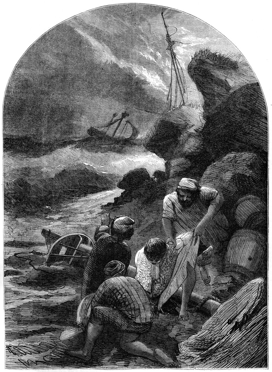 حطامون يجردون جثة السير سي شوفيل ، 1707 ، القرن التاسع عشر بواسطة غير معروف