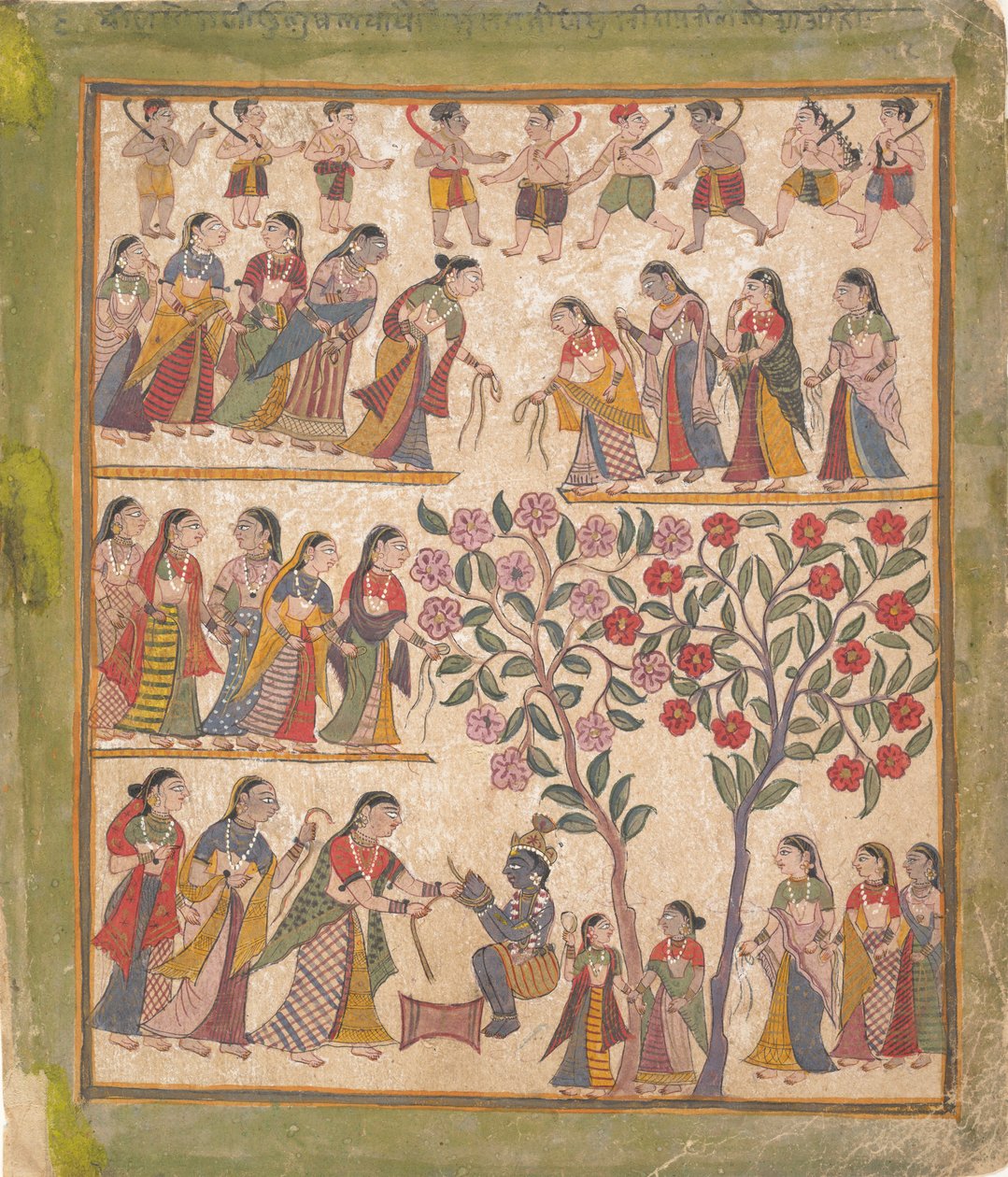 Yashoda Binds Krishnas Hands: صفحة من مخطوطة Bhagavata Purana المتفرقة ، 1640-50. بواسطة غير معروف