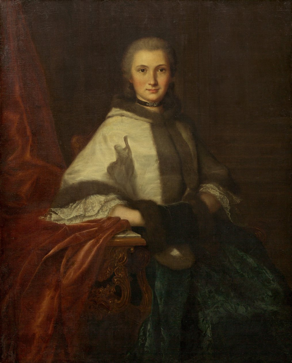شابة مع إفشل ، ج. 1750. بواسطة غير معروف