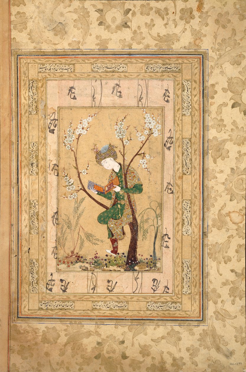 يجلس الشباب في شوكة شجرة مزهرة ، 1560s بواسطة غير معروف